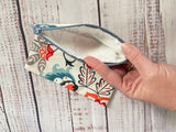 Abstract floral print zipper pouch
