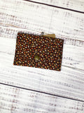 Vintage fabric pocket snap wallet brown