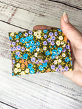 Vintage fabric pocket snap wallet multi floral