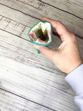 Upcycled quilt eyeglass case green