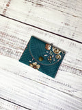 Vintage fabric pocket snap wallet green floral