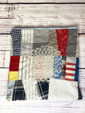 Vintage quilt top and doily zipper pouch large