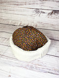 Handmade Upcycled quilt beanie hat gift for women brown