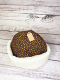 Handmade Upcycled quilt beanie hat gift for women brown