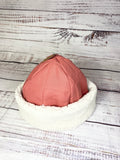 Handmade Upcycled quilt beanie hat coral