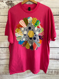 XL Dark Pink Vintage Quilt Block tee
