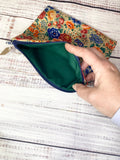 Vintage fabric zipper pouch
