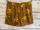 Brown Floral Knit Shorts