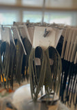 XL Fringe Leather Earrings Olive Green