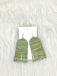 Round top Fringe Leather Earrings