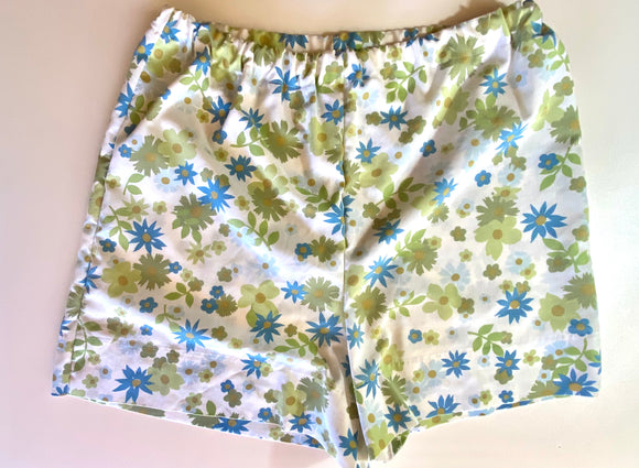 Blue Floral Vintage Sheet Shorts