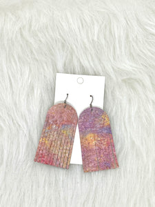Round top Fringe Leather Earrings