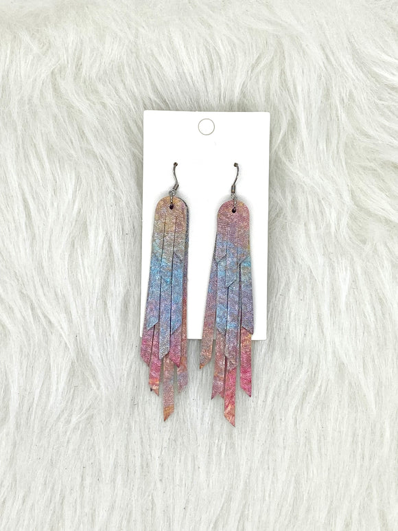 Layered Fringe Leather Earrings