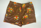 Brown Floral Knit Shorts