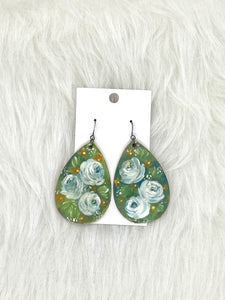 Handpainted Wood Teardrop Earrings