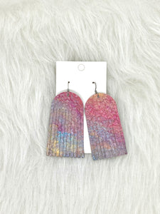 Round top Fringe Leather Earrings