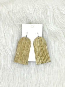 Round top Fringe Leather Earrings