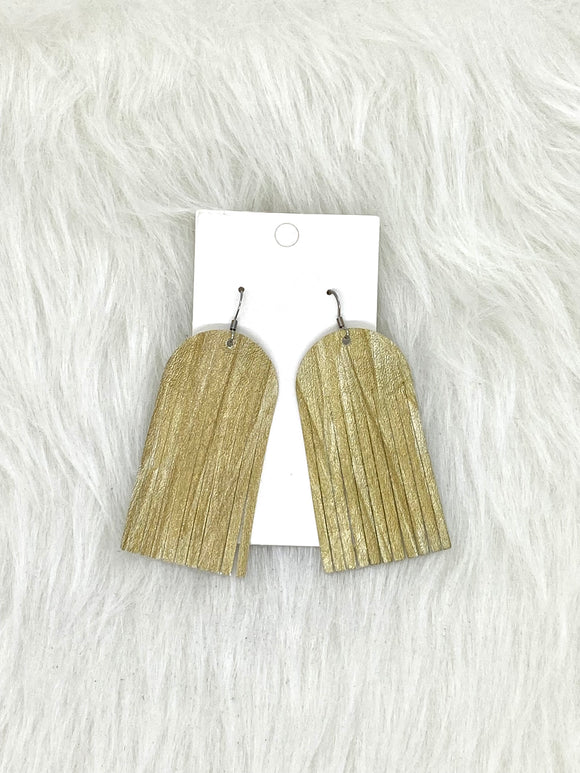 Round top Fringe Leather Earrings