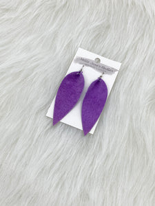 Petal Leather Earrings Small Light Purple Suede