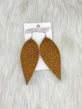 Petal Leather Earrings Medium Brown Black Print