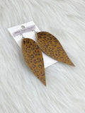 Petal Leather Earrings Medium Brown Black Print