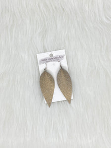 Petal Leather Earrings Small Gold Glitter