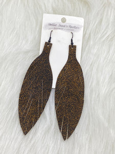 Large Leather Fringe Feather Brown Speckle