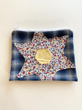 Vintage quilt block and wool zipper pouch