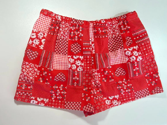 Red Bandana Vintage Cotton Shorts