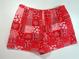 Red Bandana Vintage Cotton Shorts