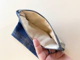 Vintage fabric and wool zipper pouch