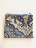 Vintage fabric and wool zipper pouch