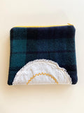 Vintage linen and wool zipper pouch