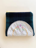 Vintage linen and wool zipper pouch