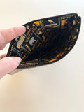wool zipper pouch with crochet piece