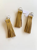 Mustard leather fringe key ring