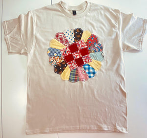 Large Beige Vintage Quilt Block tee