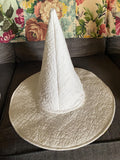 Witch hat Upcycled quilt handmade cream white quilted recycled garden witch