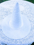 Witch hat Upcycled quilt handmade cream white quilted recycled garden witch