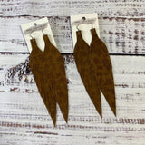 Leather Feather Earrings Upcycled fringe
