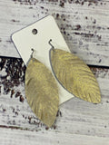 LeafLeather Fringe Earrings lightweight handmade gold shimmer