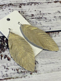 LeafLeather Fringe Earrings lightweight handmade gold shimmer