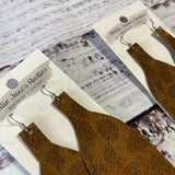 Leather Feather Earrings Upcycled fringe