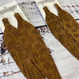 Leather Feather Earrings Upcycled fringe