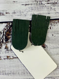 Round top Leather Fringe Earrings lightweight handmade Hunter Green