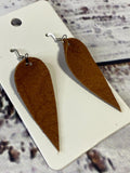 leather pinched petal earrings handmade Upcycled recycled