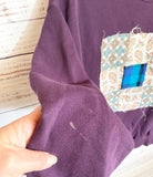 Purple Upcycled Sweatshirt with vintage quilt block
