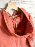 Upcycled quilt hoodie coral