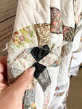 Upcycled quilt hoodie double wedding ring frayed quilt pullover
