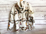Upcycled quilt hoodie double wedding ring frayed quilt pullover